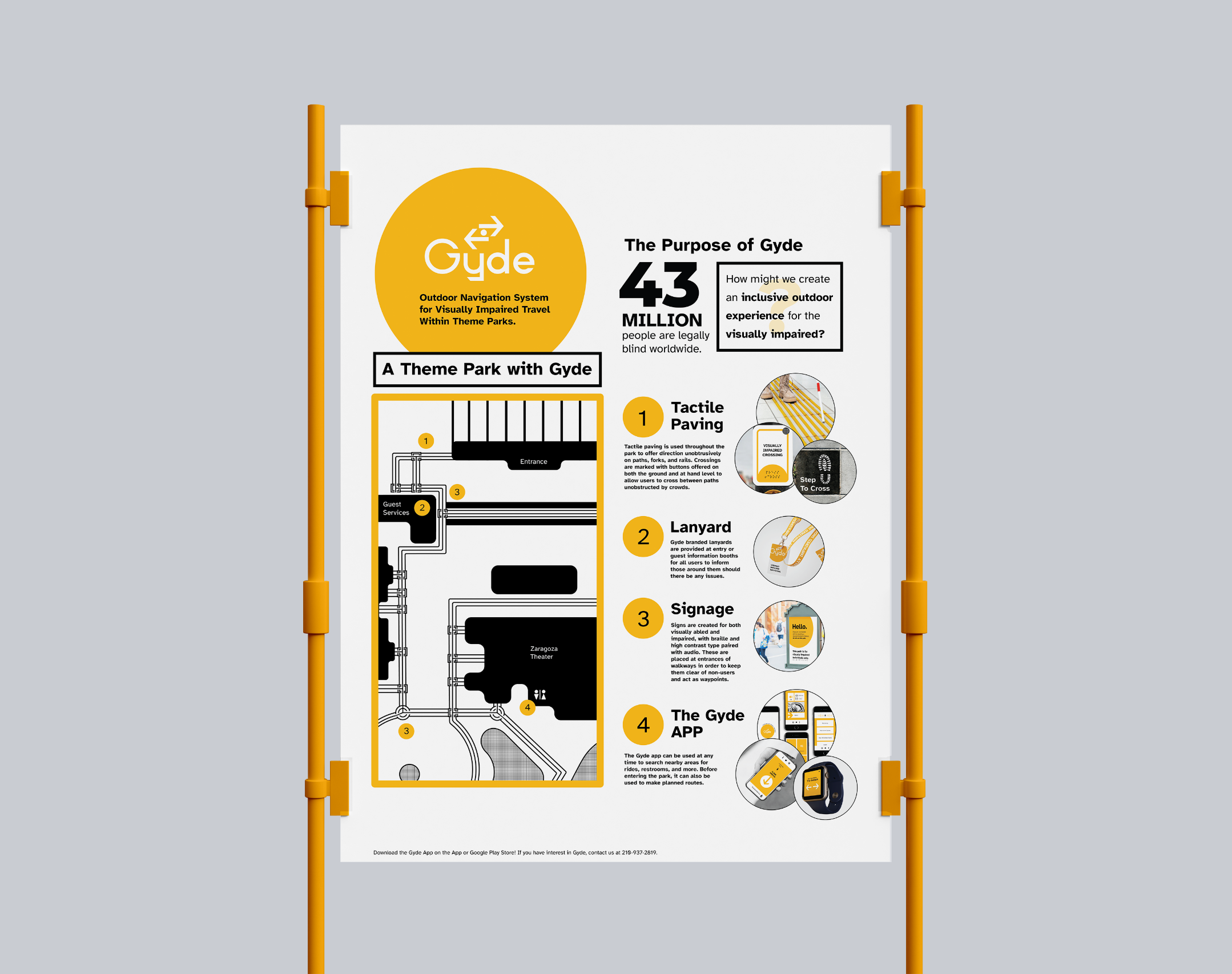 Gyde informational poster featuring braille.